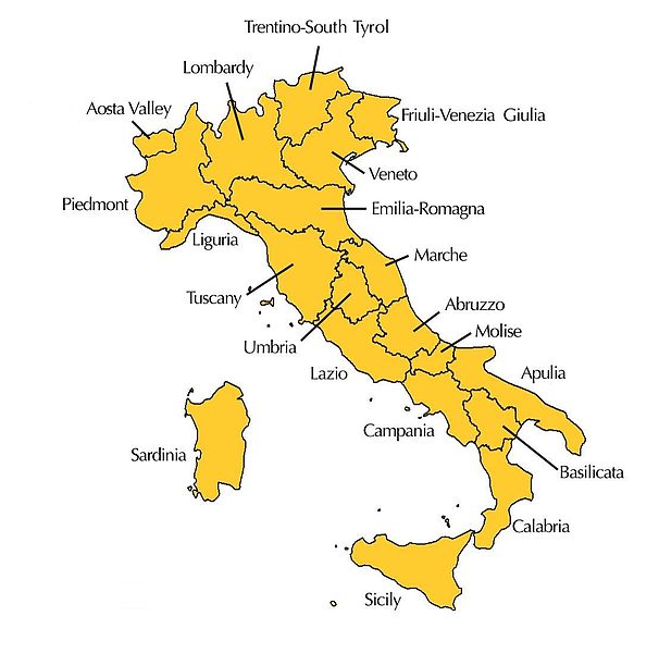 Italië wijngebieden