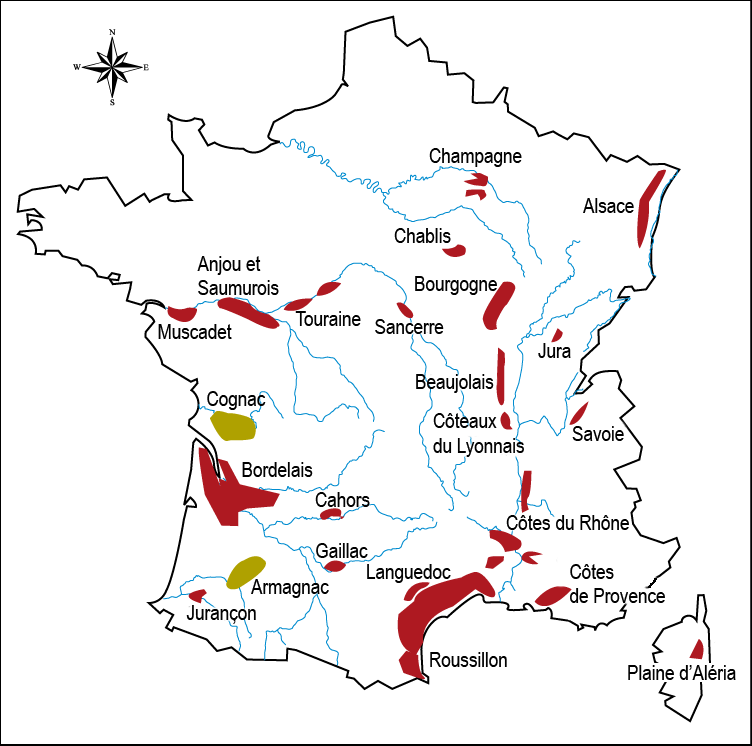Frankrijk wijngebieden
